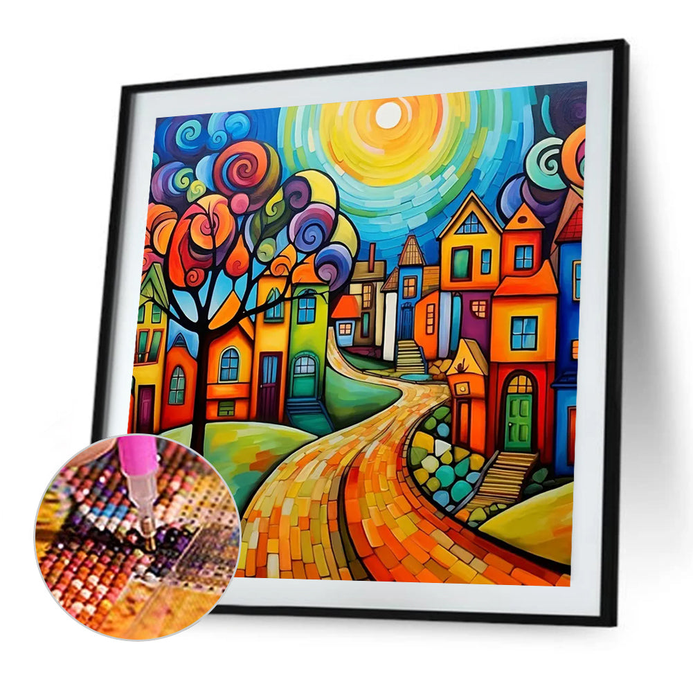 Color Cartoon Houses - Full Square Drill Diamond Painting 45*45CM