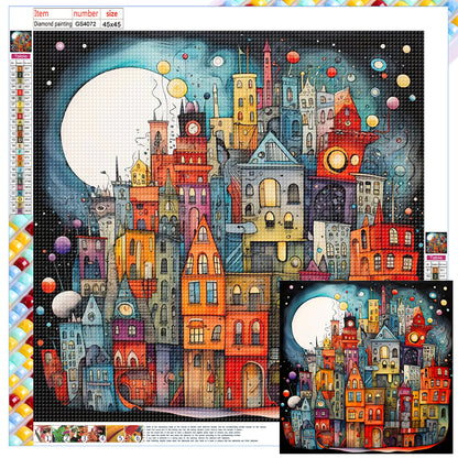 Color Cartoon Houses - Full Square Drill Diamond Painting 45*45CM