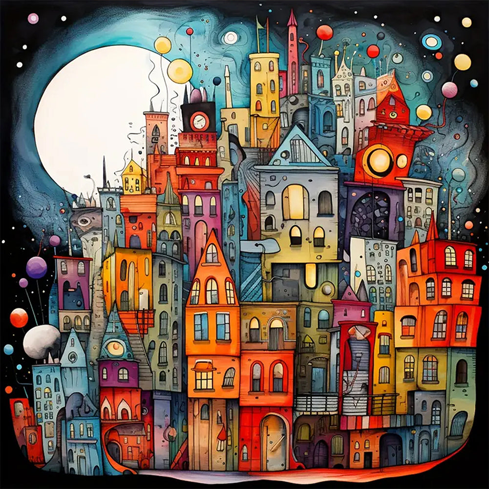 Color Cartoon Houses - Full Square Drill Diamond Painting 45*45CM