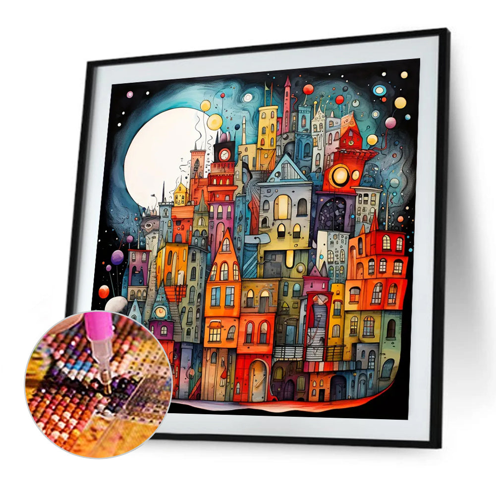 Color Cartoon Houses - Full Square Drill Diamond Painting 45*45CM