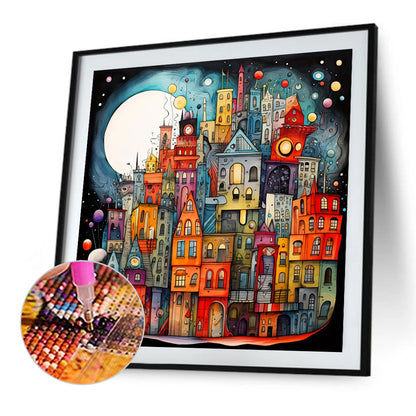 Color Cartoon Houses - Full Square Drill Diamond Painting 45*45CM