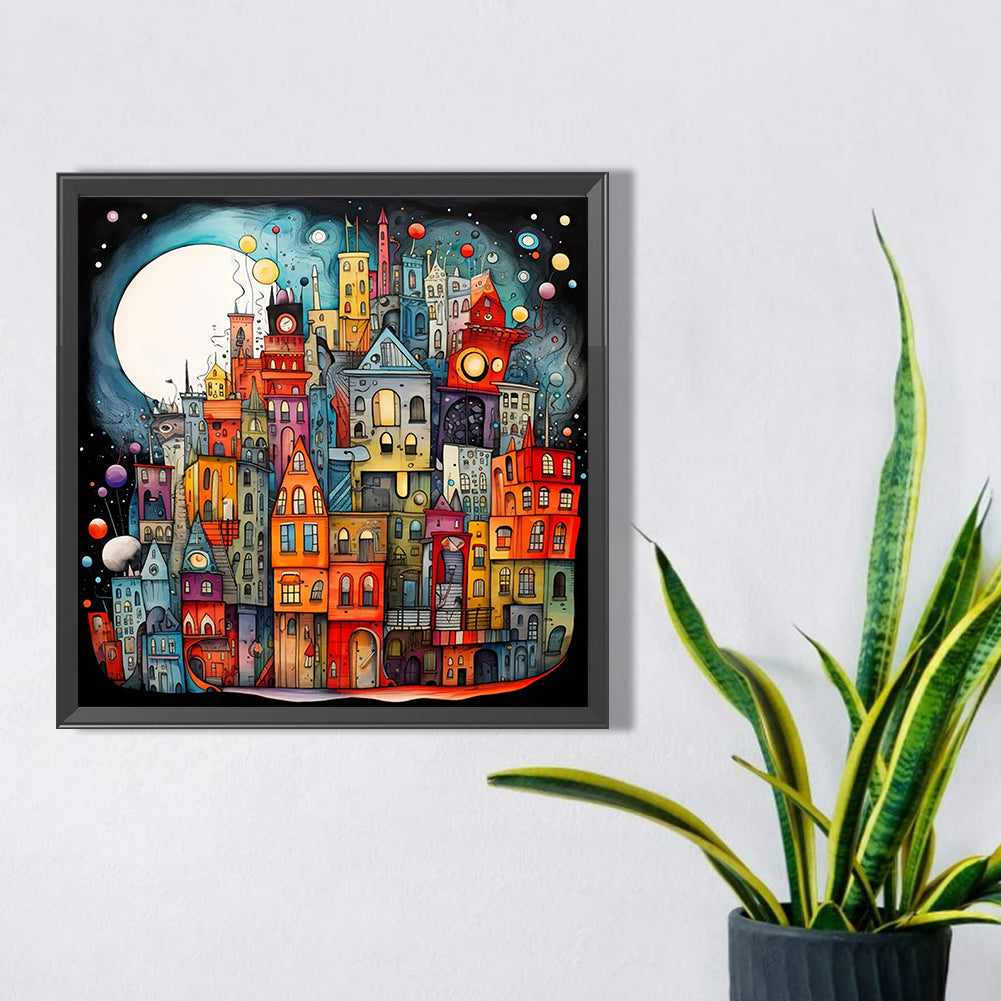 Color Cartoon Houses - Full Square Drill Diamond Painting 45*45CM