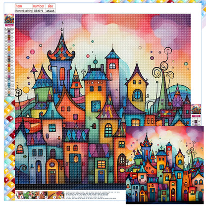 Color Cartoon Houses - Full Square Drill Diamond Painting 45*45CM