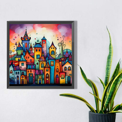 Color Cartoon Houses - Full Square Drill Diamond Painting 45*45CM