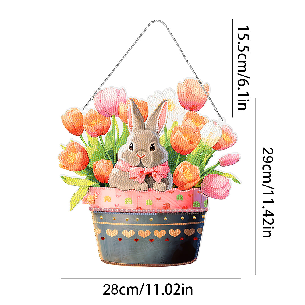 Easter Single-Sided Diamond Art Hanging Pendant for Office Home Decor (Rabbit)