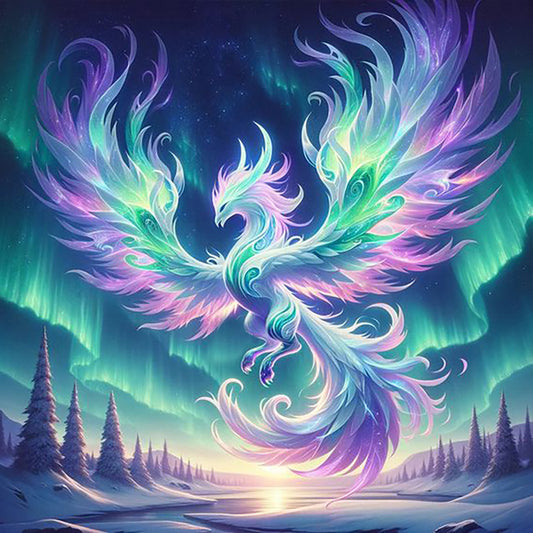 Phoenix Under The Aurora - Full Round Drill Diamond Painting 30*30CM