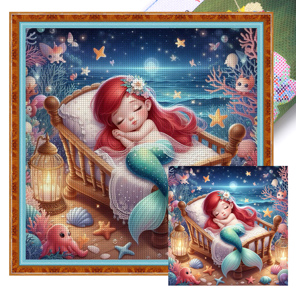 Disney-Princess Ariel - 18CT Stamped Cross Stitch 30*30CM