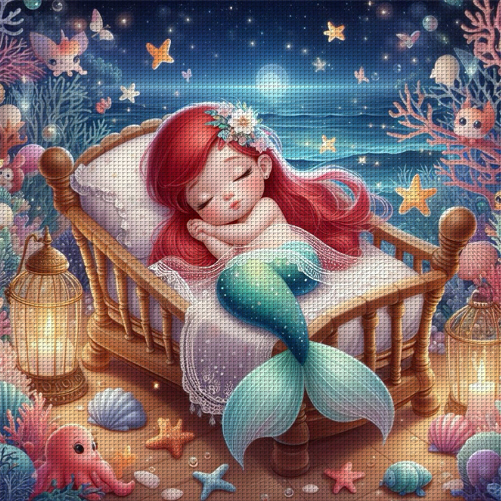 Disney-Princess Ariel - 18CT Stamped Cross Stitch 30*30CM