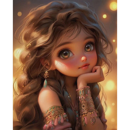 Big Eyed Girl - 11CT Stamped Cross Stitch 40*50CM