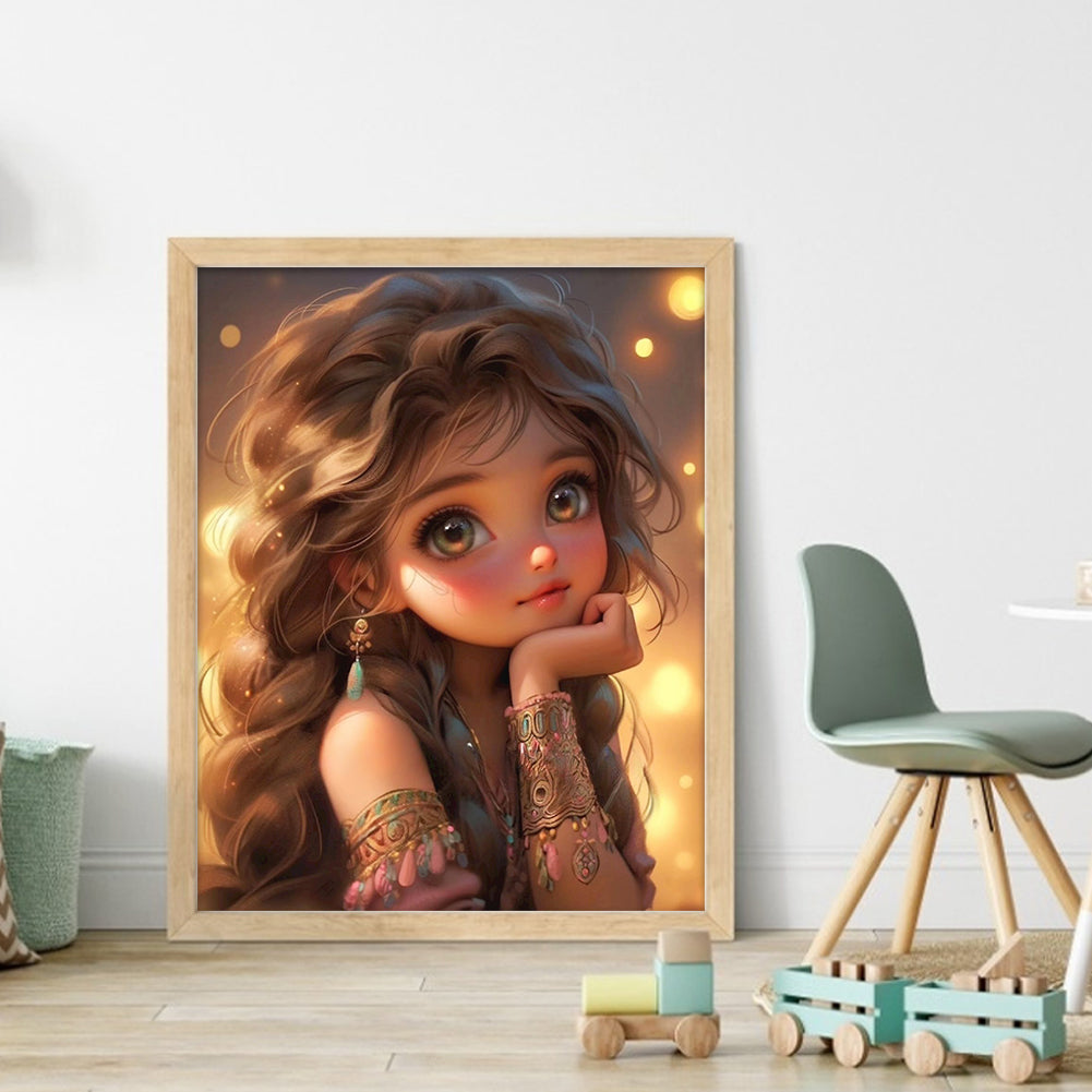 Big Eyed Girl - 11CT Stamped Cross Stitch 40*50CM