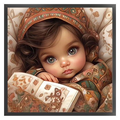 Big Eyed Girl - 11CT Stamped Cross Stitch 50*50CM