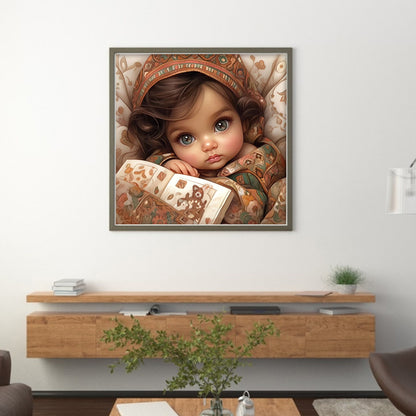 Big Eyed Girl - 11CT Stamped Cross Stitch 50*50CM