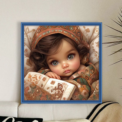 Big Eyed Girl - 11CT Stamped Cross Stitch 50*50CM