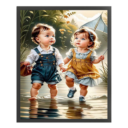 Boy And Girl - 11CT Stamped Cross Stitch 40*50CM