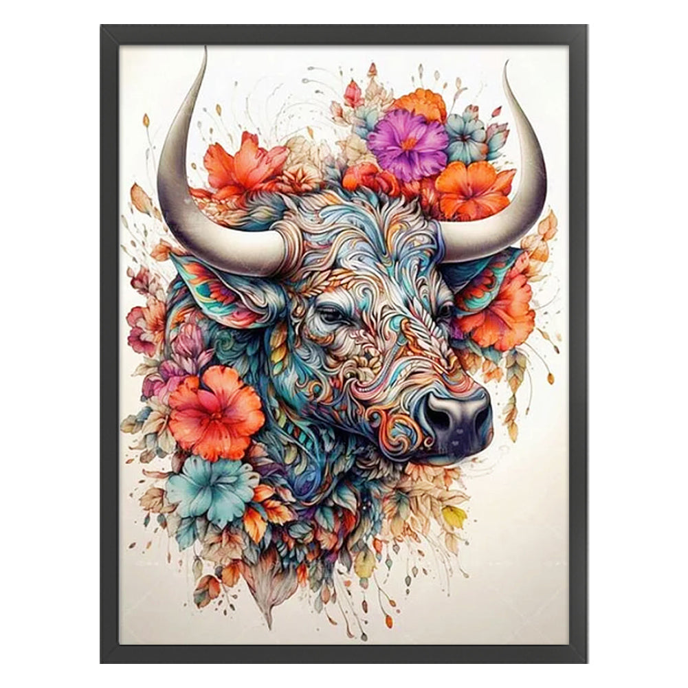 Flower And Grass Cow - 11CT Stamped Cross Stitch 45*60CM