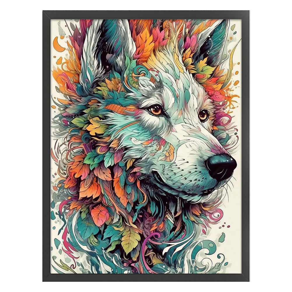 Flower Wolf - 11CT Stamped Cross Stitch 45*60CM