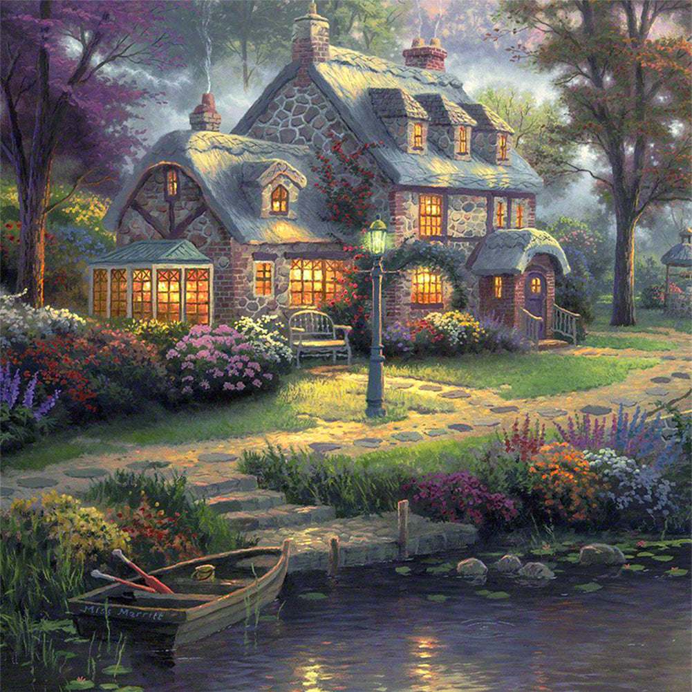 Riverside Cabin - 11CT Stamped Cross Stitch 50*50CM