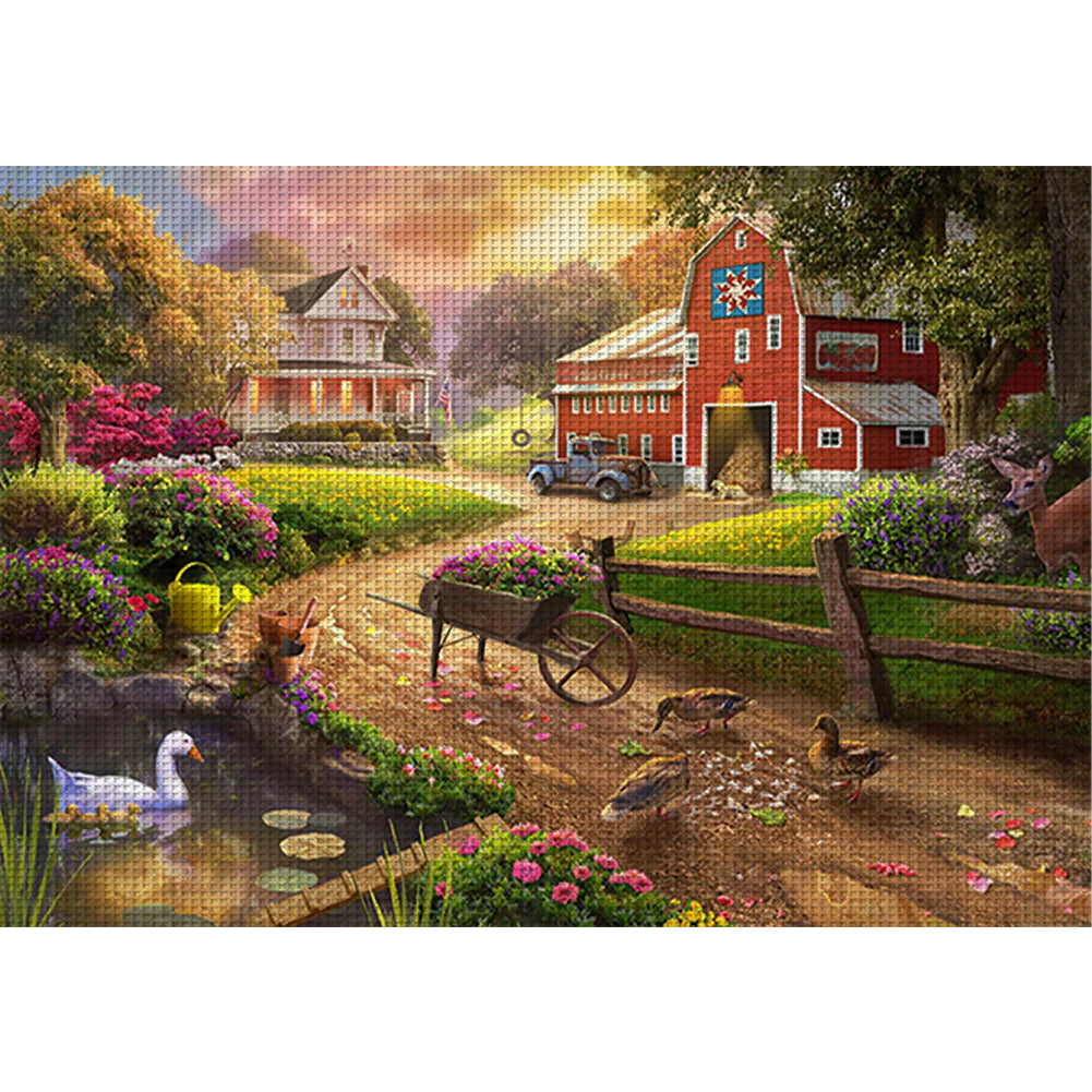 Farm Cabin - 11CT Stamped Cross Stitch 60*45CM