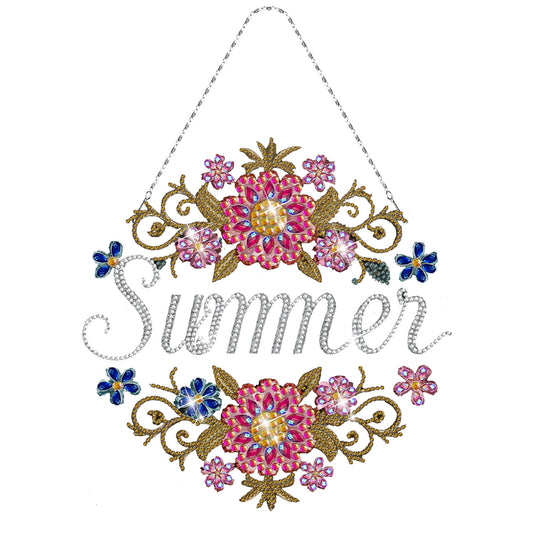 Acrylic Single-Sided Diamond Art Hanging Pendant for Home Decor (Summer Flower)