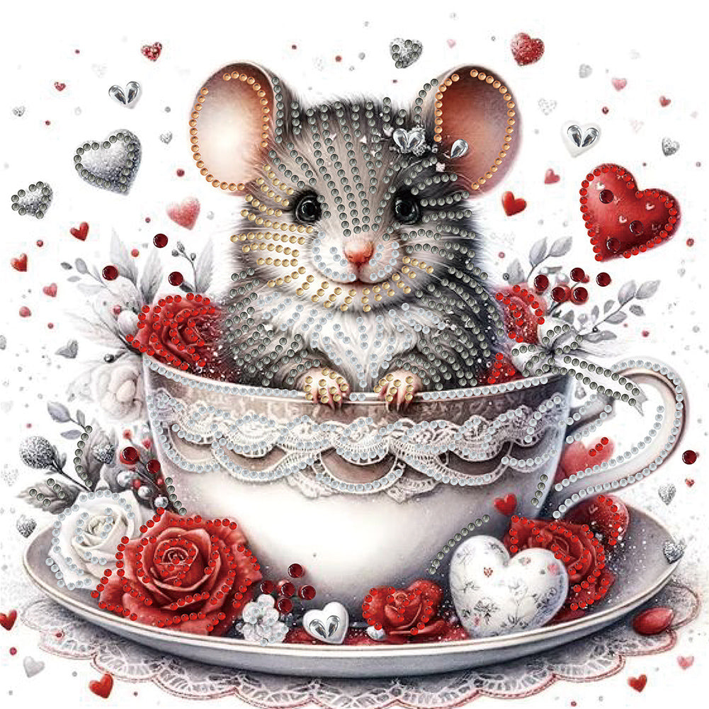 Mice In Loving Coffee Cups - Special Shaped Drill Diamond Painting 30*30CM