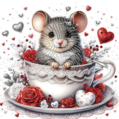 Mice In Loving Coffee Cups - Special Shaped Drill Diamond Painting 30*30CM