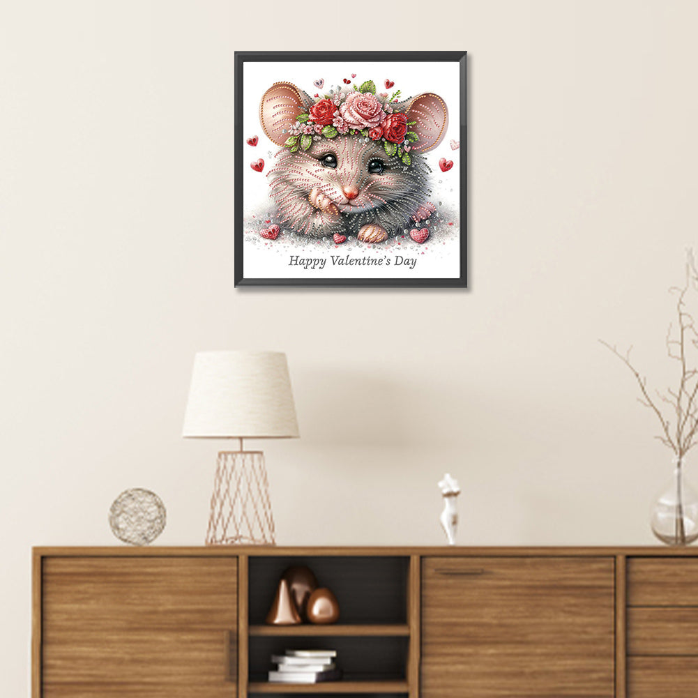 Valentine'S Day Mouse - Special Shaped Drill Diamond Painting 30*30CM