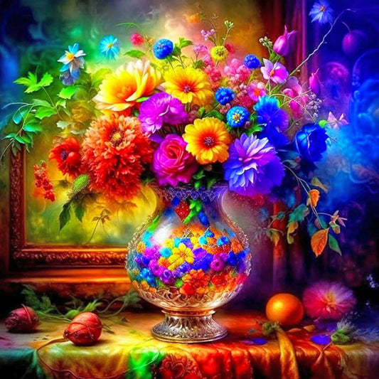 Colorful Oil Painting Flowers - Full Round Drill Diamond Painting 40*40CM