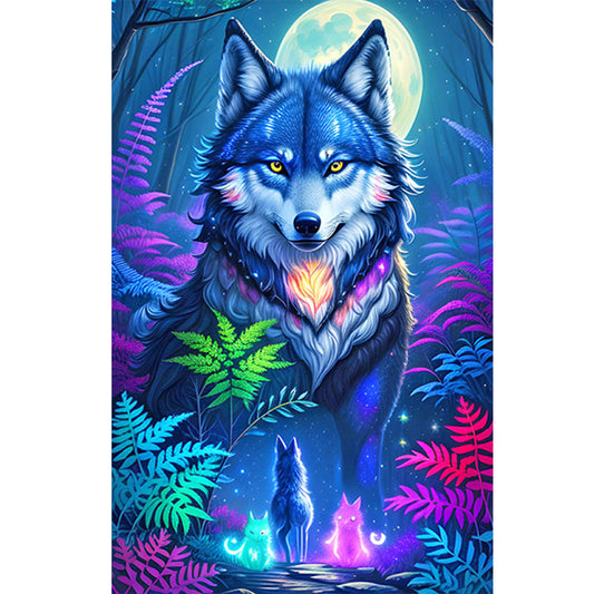 Wolf Under The Moon - Full Round Drill Diamond Painting 40*60CM