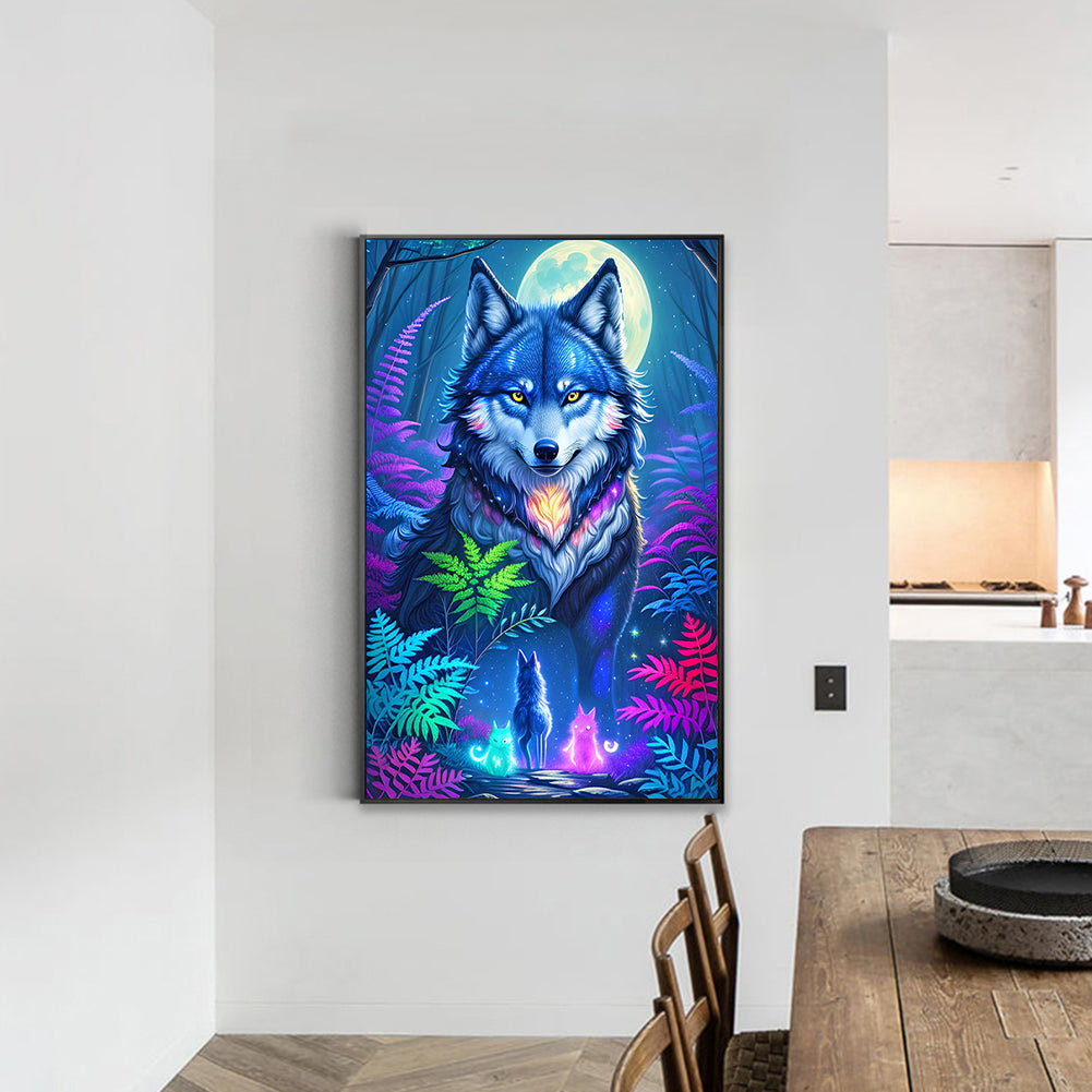 Wolf Under The Moon - Full Round Drill Diamond Painting 40*60CM