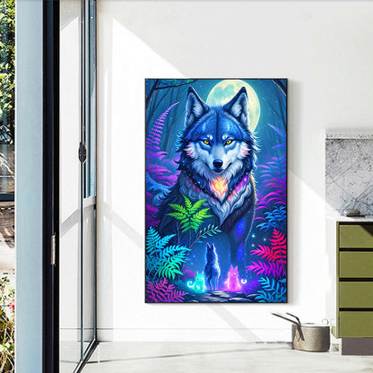 Wolf Under The Moon - Full Round Drill Diamond Painting 40*60CM