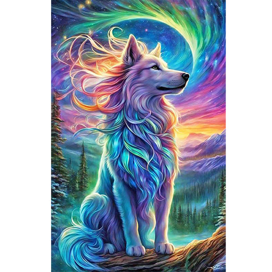 Aurora White Wolf - Full Round Drill Diamond Painting 40*60CM