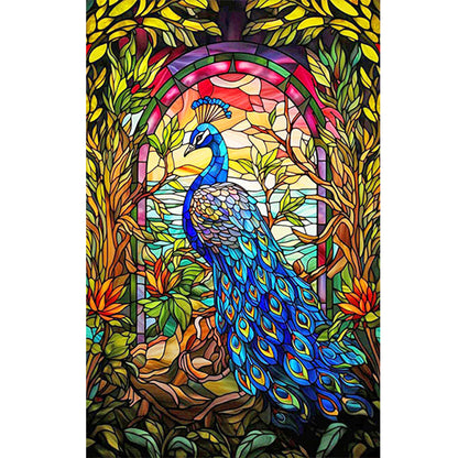Glass Wind Peacock - Full Round Drill Diamond Painting 40*60CM