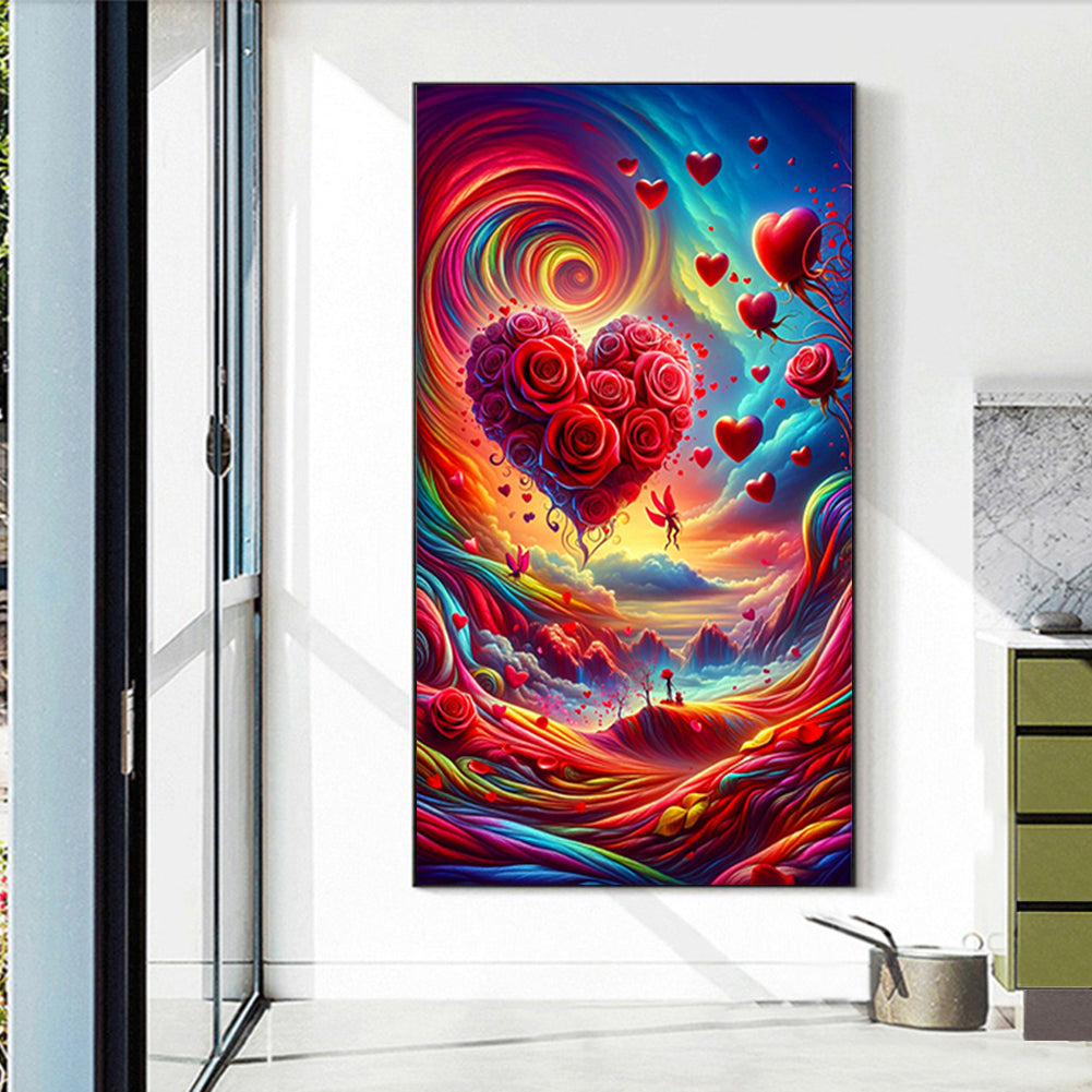 Dreamy Clouds Rose Love - Full Round Drill Diamond Painting 40*70CM