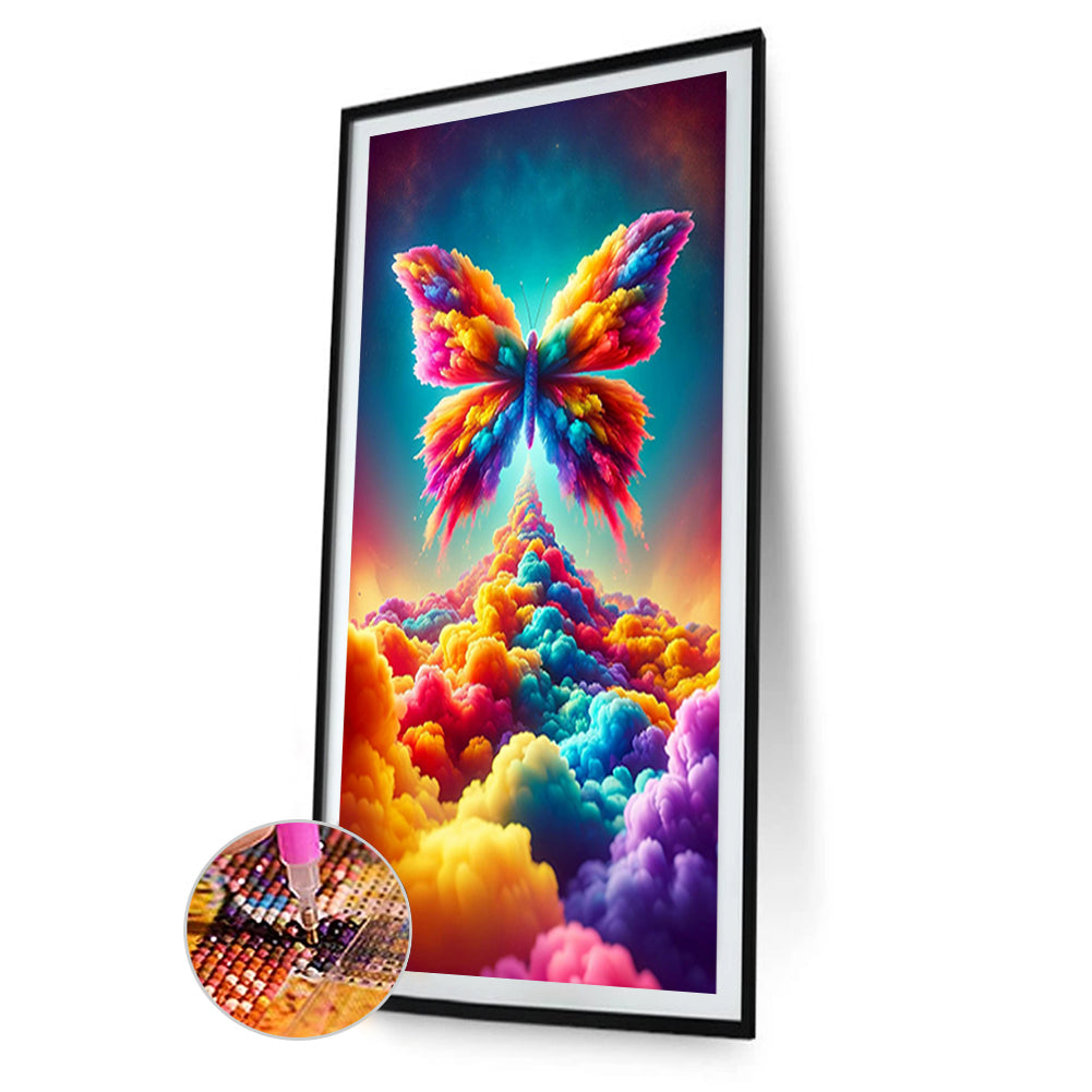 Fantasy Clouds Colorful Butterflies - Full Round Drill Diamond Painting 40*70CM