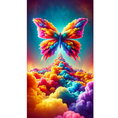 Fantasy Clouds Colorful Butterflies - Full Round Drill Diamond Painting 40*70CM