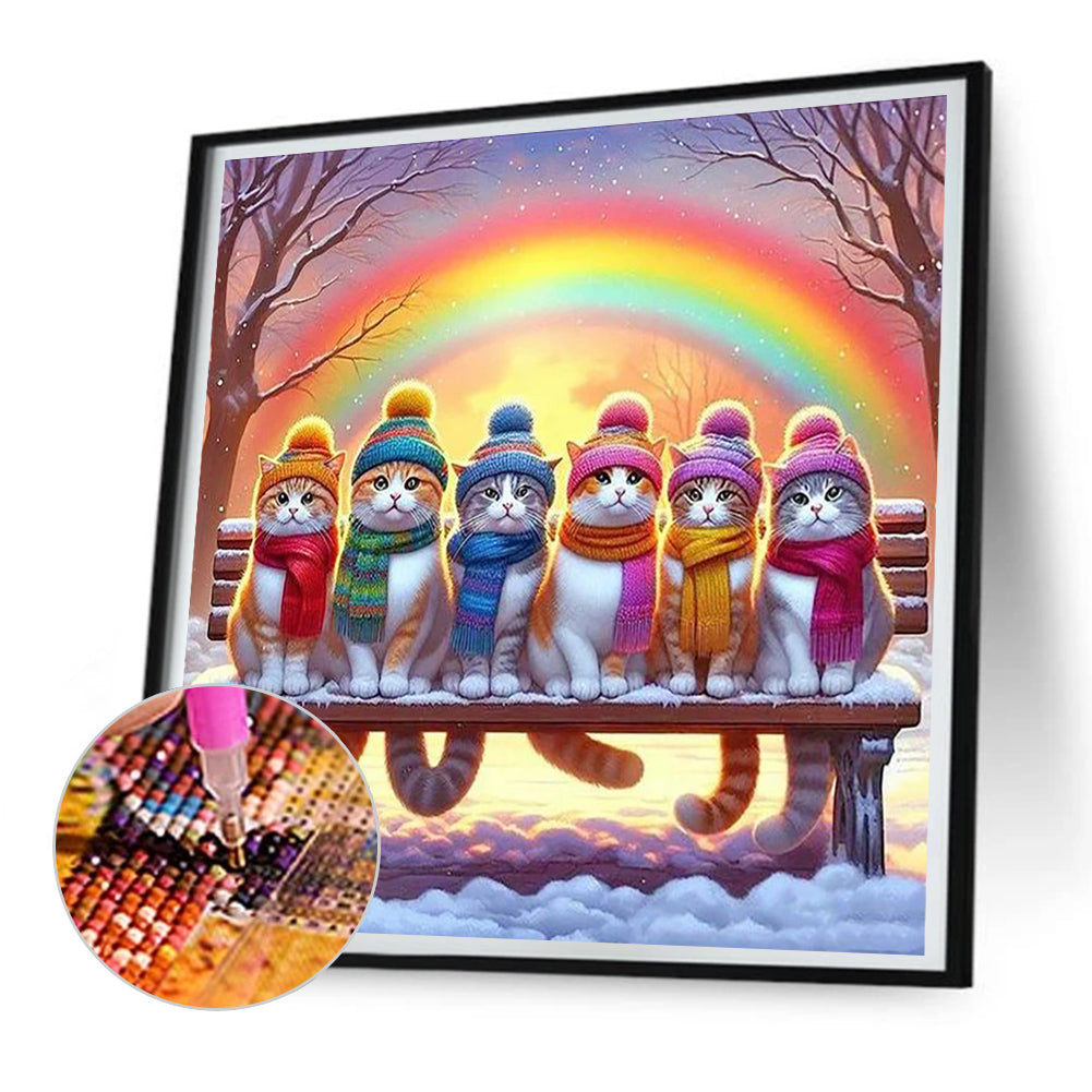 Rainbow Cat - Full Round Drill Diamond Painting 30*30CM