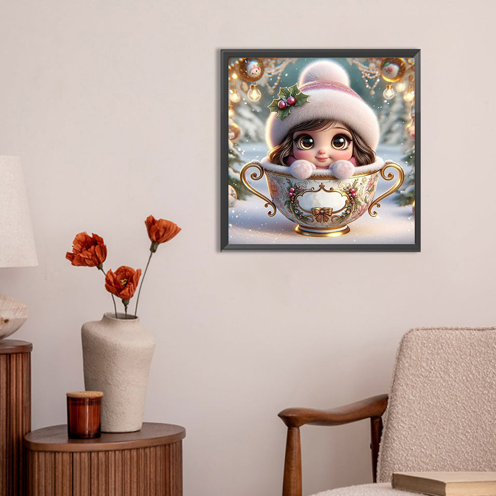 Teacup Girl - Full Round Drill Diamond Painting 30*30CM