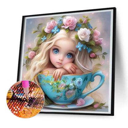 Teacup Girl - Full Round Drill Diamond Painting 30*30CM