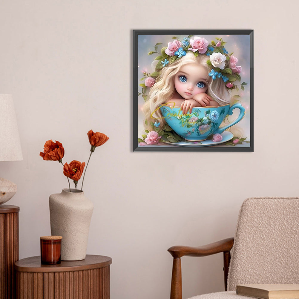 Teacup Girl - Full Round Drill Diamond Painting 30*30CM