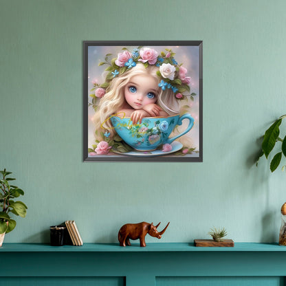 Teacup Girl - Full Round Drill Diamond Painting 30*30CM