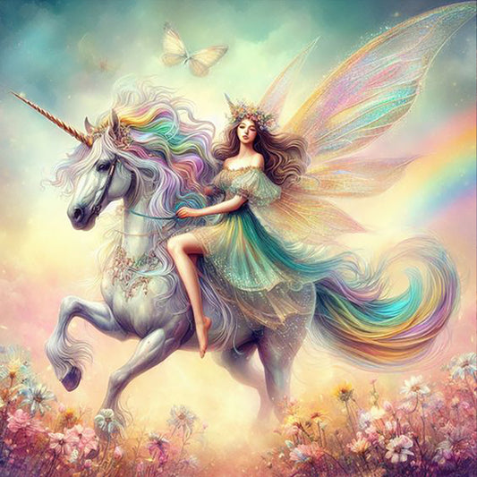 Unicorn And Girl - Full Round Drill Diamond Painting 30*30CM