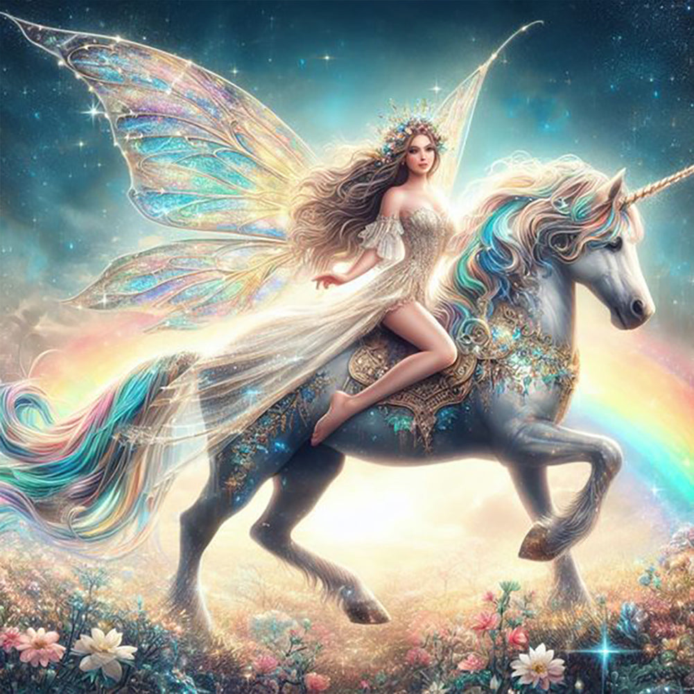 Unicorn And Girl - Full Round Drill Diamond Painting 30*30CM