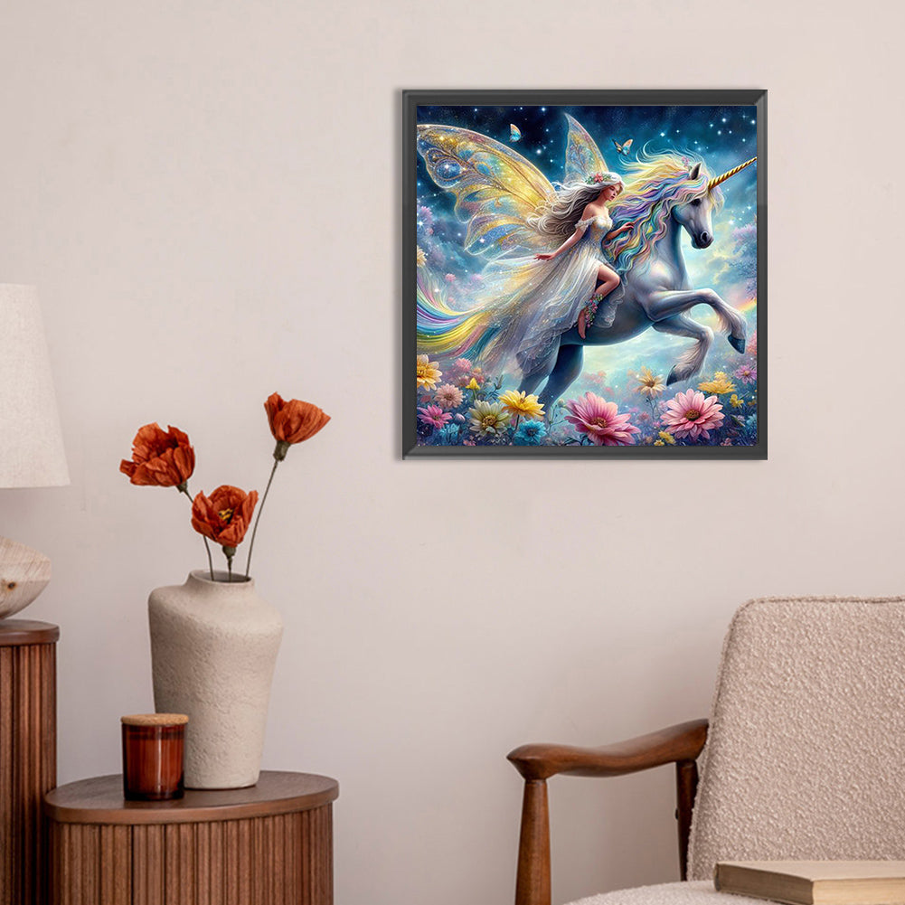 Unicorn And Girl - Full Round Drill Diamond Painting 30*30CM