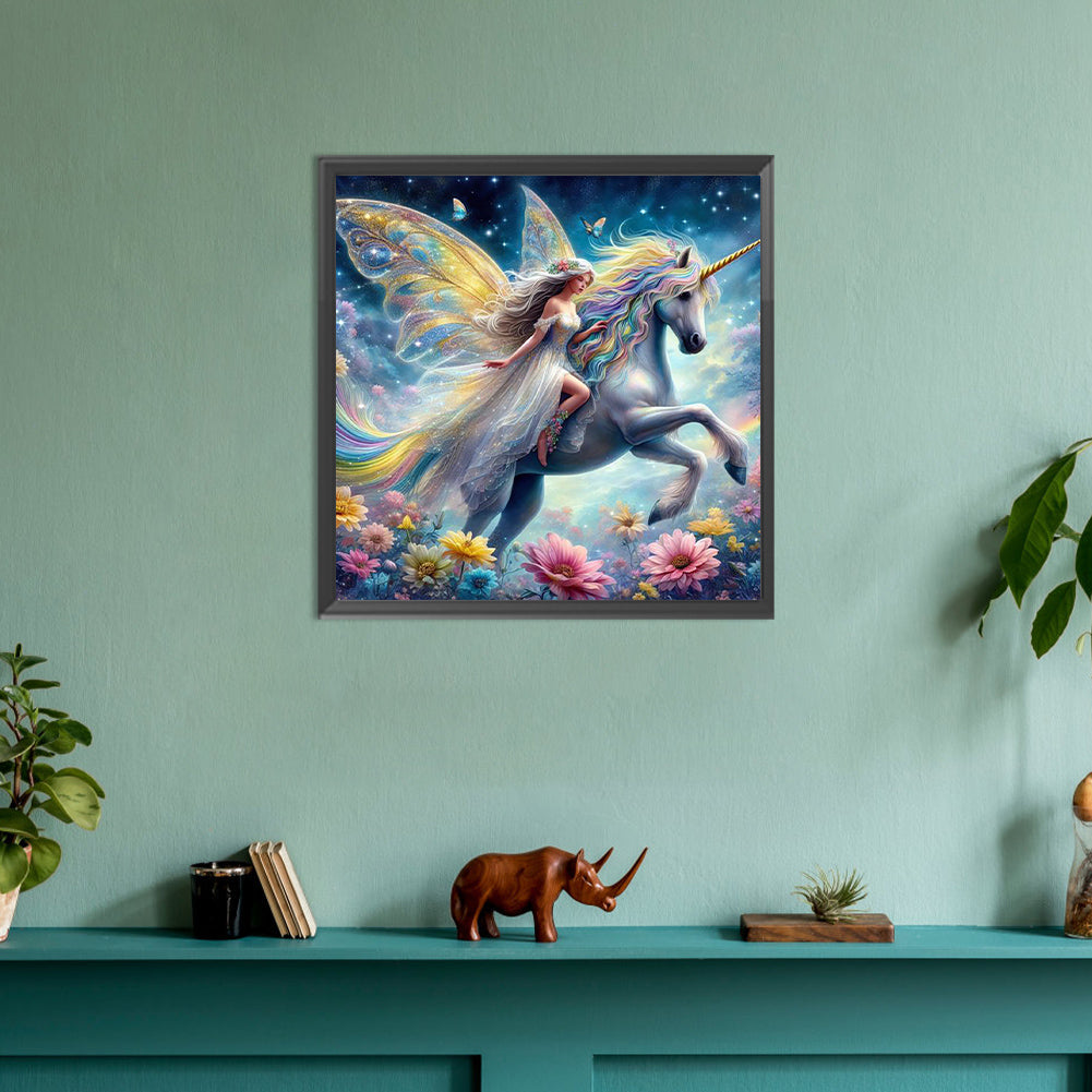 Unicorn And Girl - Full Round Drill Diamond Painting 30*30CM