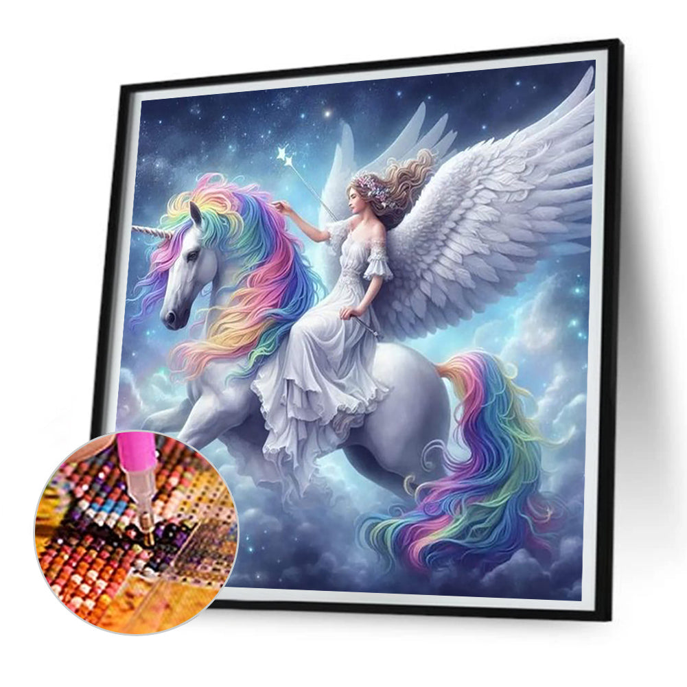 Unicorn And Girl - Full Round Drill Diamond Painting 30*30CM