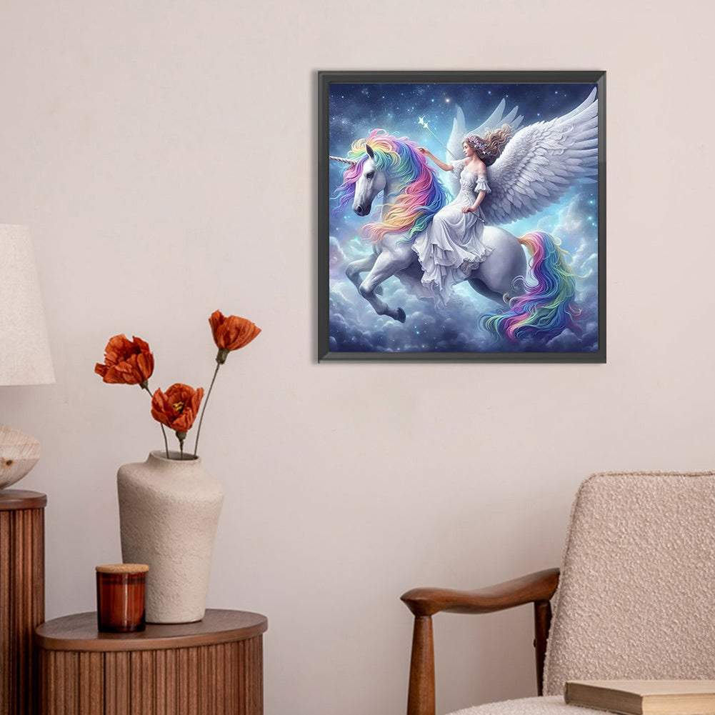 Unicorn And Girl - Full Round Drill Diamond Painting 30*30CM