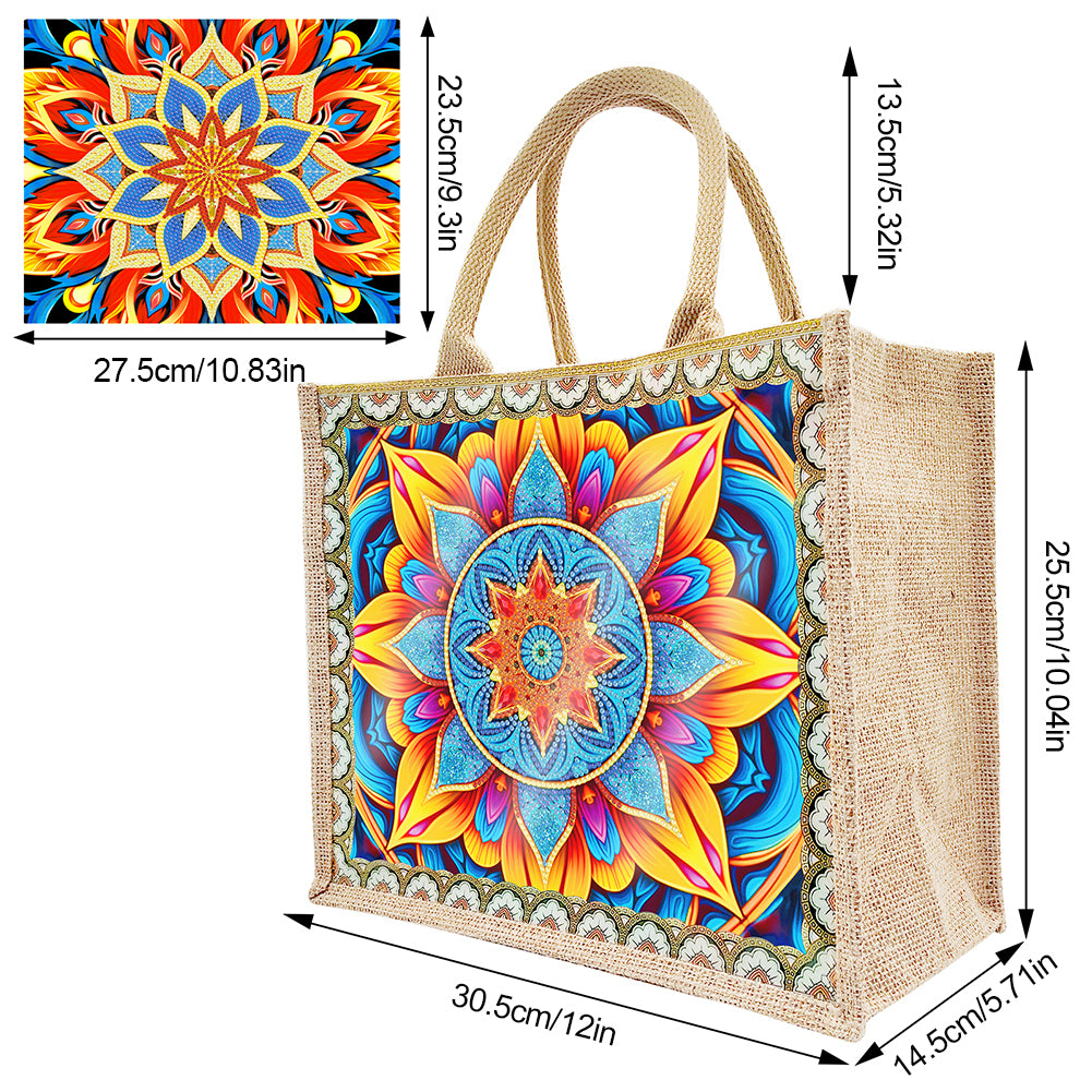 Linen DIY Flower Diamond Painting Purses for Women Adults Kids Craft (Mandala)