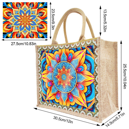 Linen DIY Flower Diamond Painting Purses for Women Adults Kids Craft (Mandala)