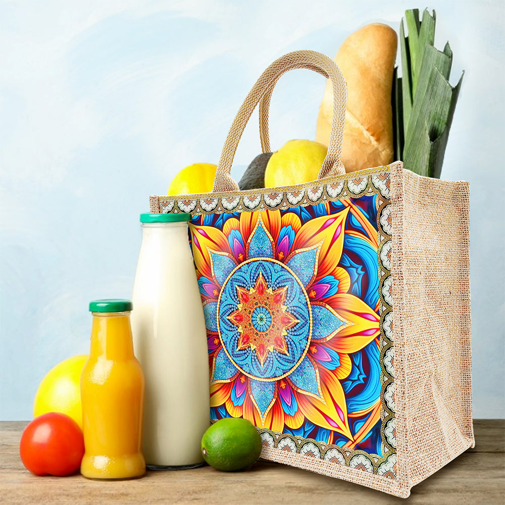 Linen DIY Flower Diamond Painting Purses for Women Adults Kids Craft (Mandala)