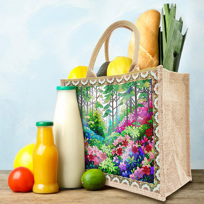 Linen DIY Flower Diamond Painting Purses for Women Adults Craft (Green Garden)